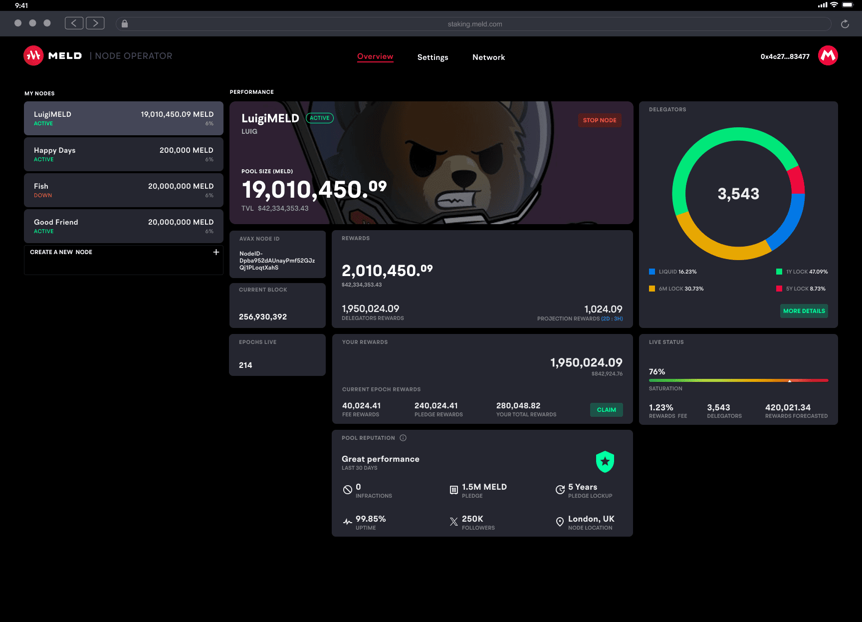 node operator dashboard overview