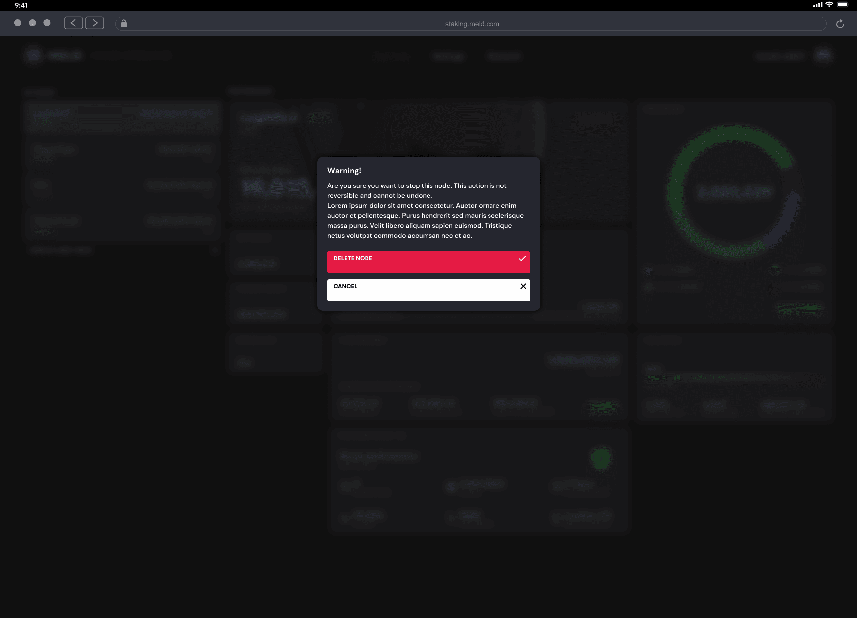 node operator dashboard stop node modal